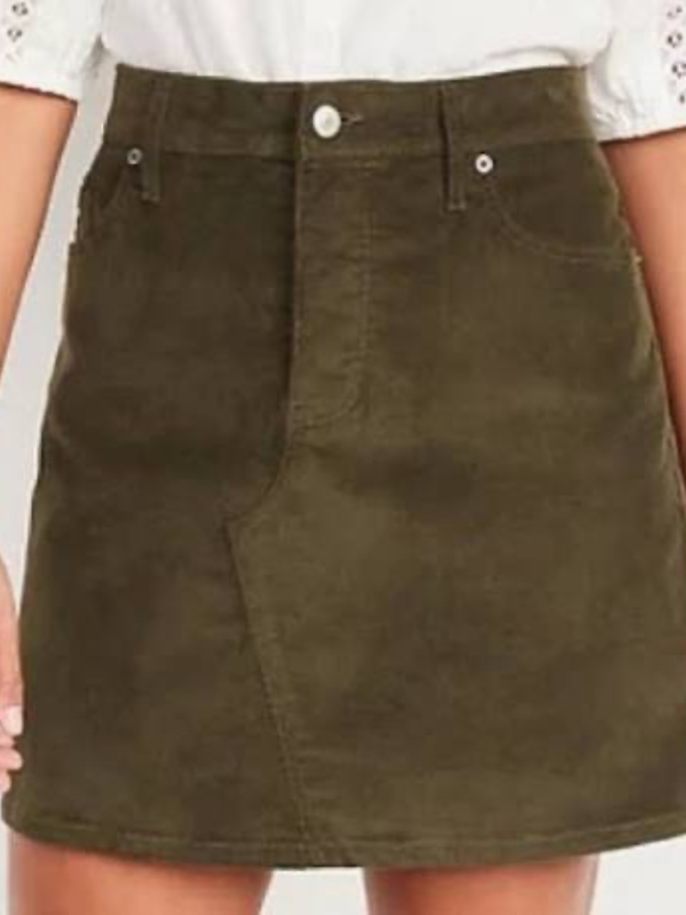 Old Navy High Rise Secret Slim Pocket Corduroy Green Skirt